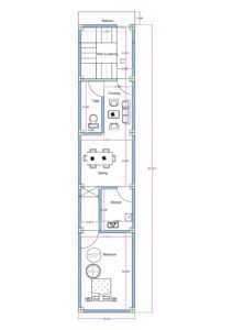 10.5x50 north facing narrow plot 1BHK house plan with balcony parking dining kitchen layout (Alternative variations) • 10.5 feet wide 50 feet deep 1BHK house plan north facing • Narrow 10.5x50 residential floor plan with staircase and balcony • Compact north facing 1BHK layout with dining and parking