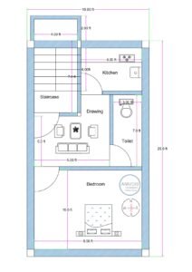 10x25 feet compact 1BHK house plan with staircase drawing kitchen toilet and bedroom layout (Alternative variations) • 10 feet wide small plot 1BHK house plan • Compact 10x25 rectangular floor plan design • Narrow 25 ft deep house layout with staircase