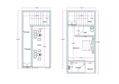 11X22 1BHK 2 FLOORS