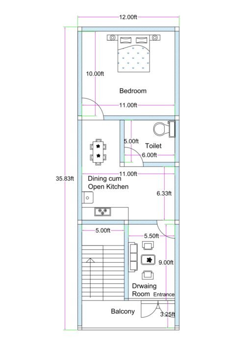 12X35.83 1BHK