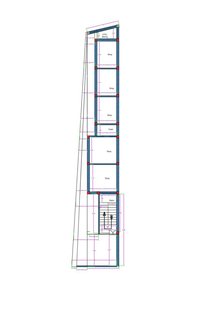 13x100 commercial shop layout plan with multiple rental units staircase and toilet