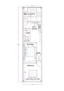 13x50 narrow plot 2BHK house plan with stair parking open kitchen OTS and two bedrooms