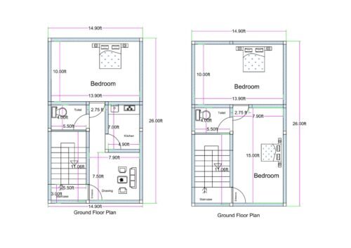 14.9X26 3BHK 2 FLOOR HOUSE