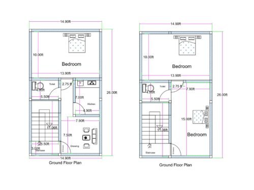 14.9X26 3BHK 2 FLOOR HOUSE