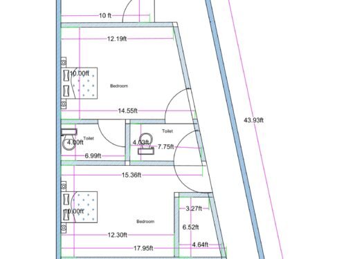 15-24x42 trapezoidal plot 3BHK hotel 2