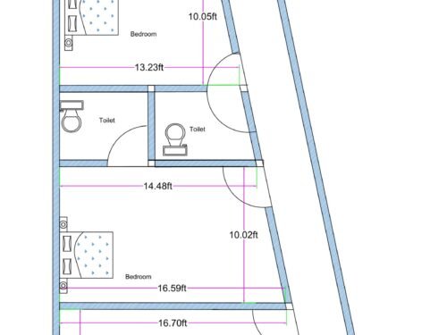 15-24x42 trapezoidal plot 3BHK hotel 3