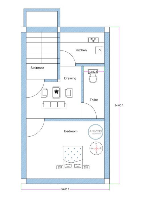16x24 ft 1BHK