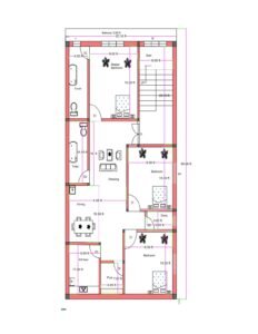 20x60 west-facing 3BHK house plan (actual 20.16x59.9 ft) with master bedroom, puja room, kitchen, dining, drawing hall, large toilets, balcony, and parking under staircase.