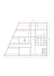“2D hospital floor plan designed on a 60×55 ft plot (actual size 62×55 ft), featuring consulting cabins, treatment rooms, waiting areas, an angled boundary layout, passageways, and a staircase block. The plan shows clear room divisions, accurate dimensions, and circulation areas suitable for a small hospital, clinic, diagnostic centre, or medical facility.”