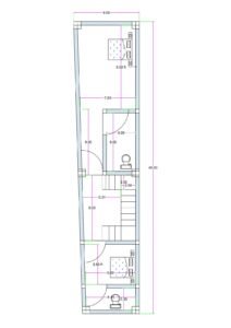 9x40 feet narrow plot 2BHK house plan with staircase and two toilets compact ground floor layout (Alternative variations you can rotate) • 9 feet wide 40 feet deep 2BHK floor plan with central staircase • Narrow plot 2BHK ground floor plan 9x40 layout with dimensions • Compact 9 ft frontage house plan 2 bedroom design