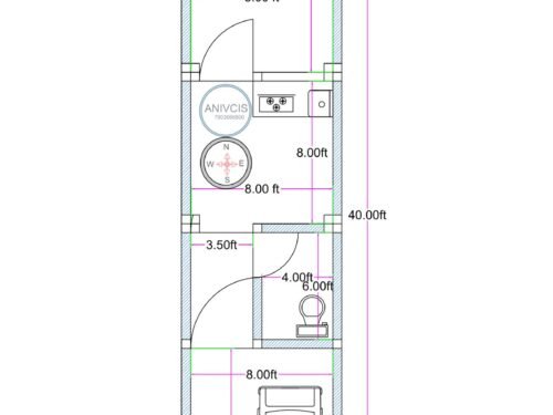 9x40 1BHK with parking