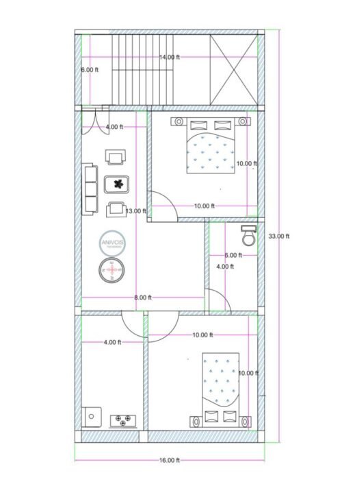16x33 ft 2BHK