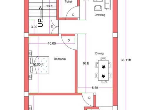 17.50x33.11 ft 2BHK