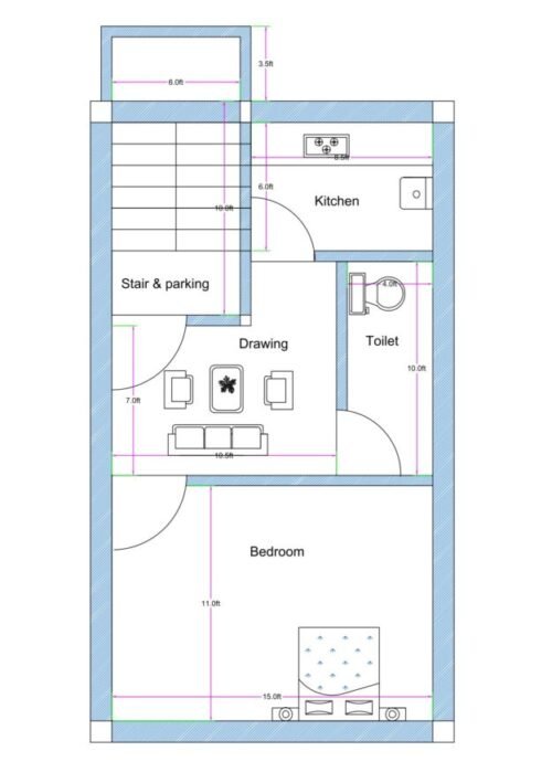 17x30 ft 1BHK