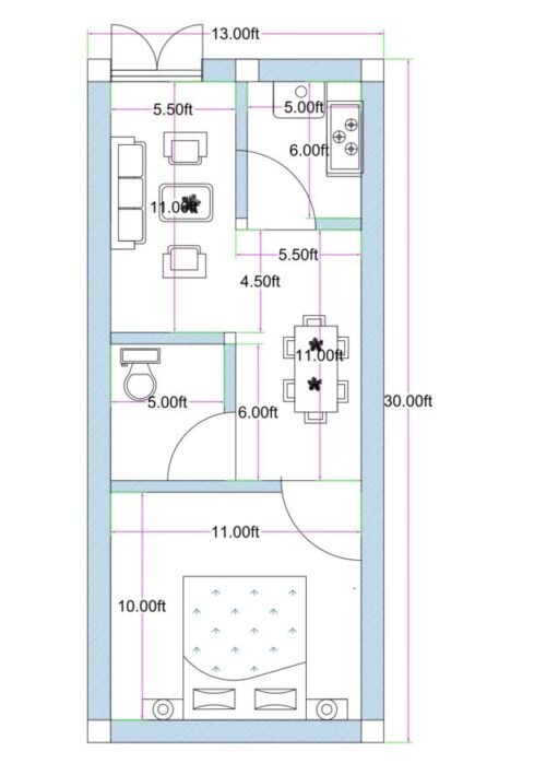17x30 ft 1BHK No stairs
