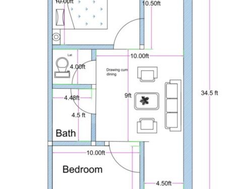 17x36.50 ft 2BHK