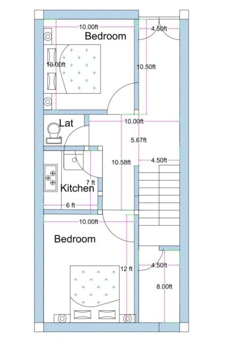17x36.50 ft 2BHK 4