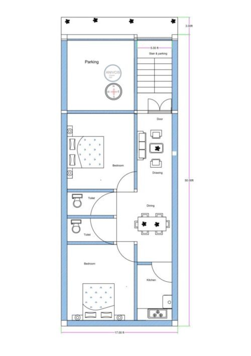17x53 ft 2BHK with shop or parking