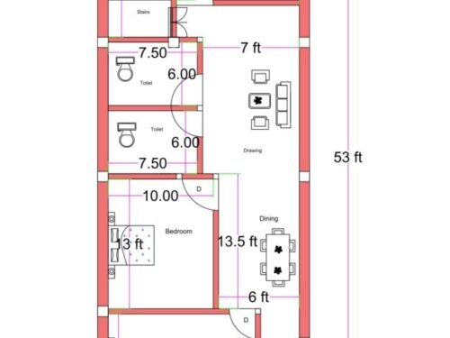 17x53 ft 3BHK