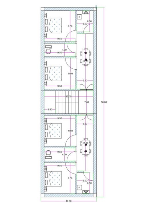 17x58 ft 2BHK 2Flats