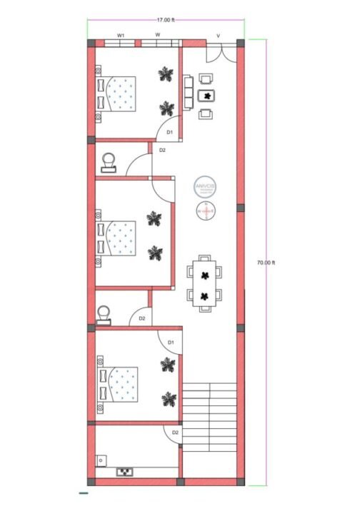 17x70 ft 3BHK 2