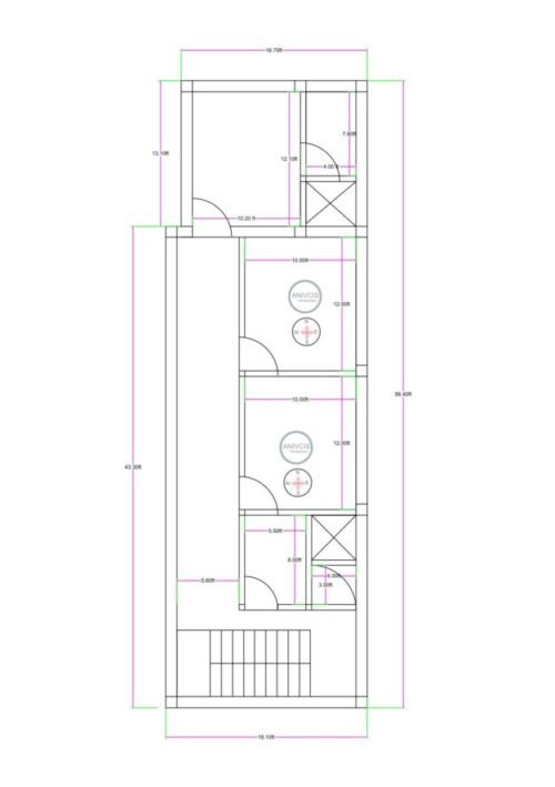 18.10x56.40 ft 3BHK