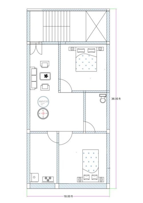 18x36 ft 2BHK