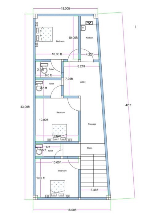 18x43 ft 3btks trapezoidal