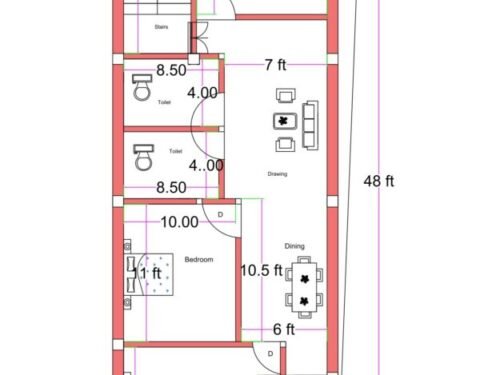 18x48 ft 3BHK