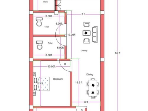 18x55 ft 3BHK