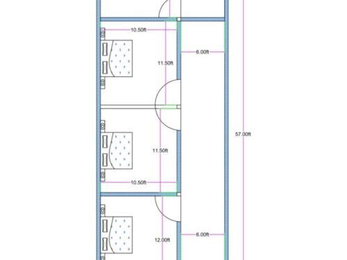 18x57 4 room 3 toilet