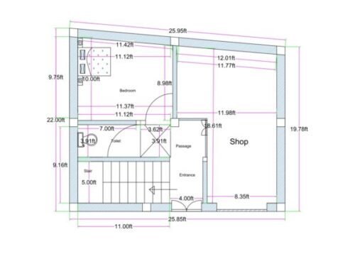 19.78x25.43 ft 1BHK irregular plot 2