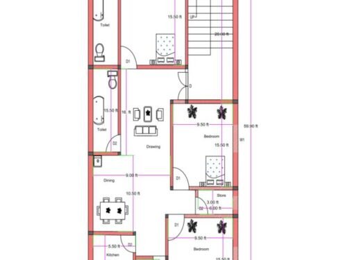 20.16x59.9 ft 3BHK