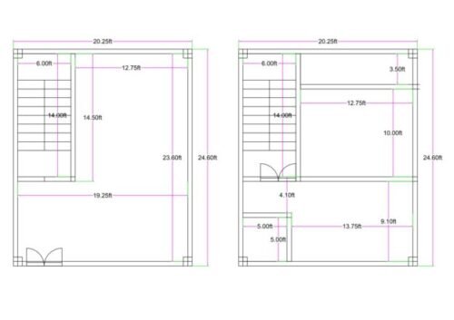 20.25x24.50 ft 1BHK 2 Ground Floor + First Floor