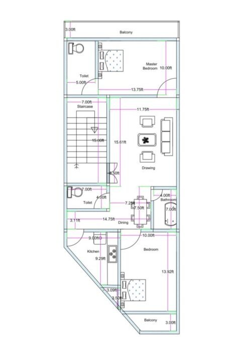 20.25x52 ft 2BHK