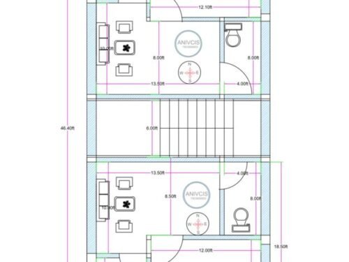 20x46.40 ft 1BHK 2Flats