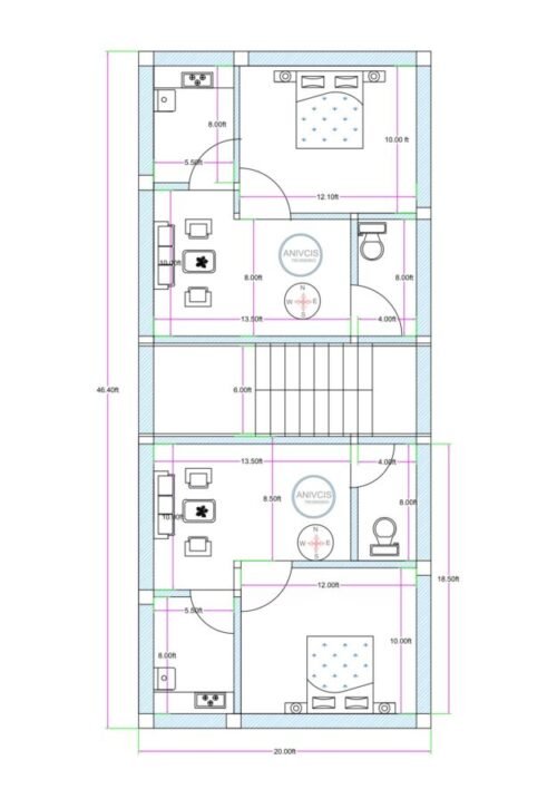 20x46.40 ft 1BHK 2Flats