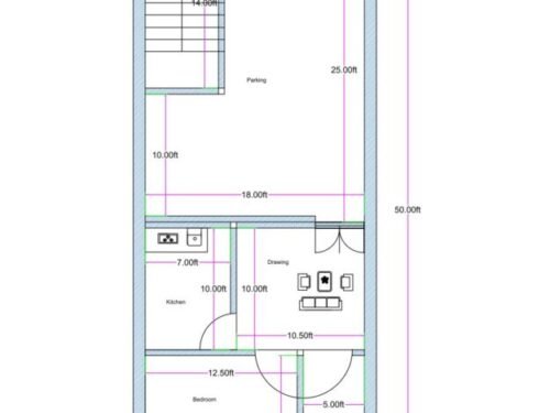 20x50 ft 1BHK +Parking