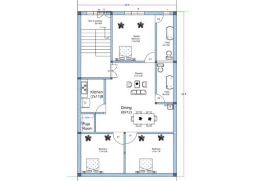 20x52 ft 3BHK