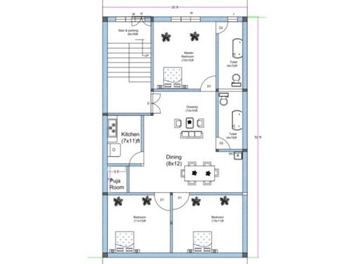 20x52 ft 3BHK