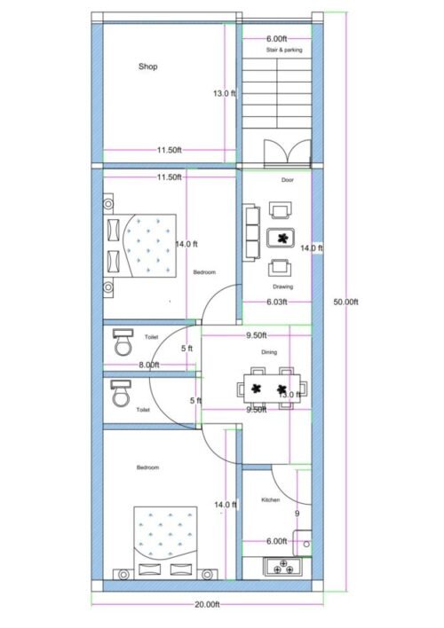 20x55 2BHK 1Shop