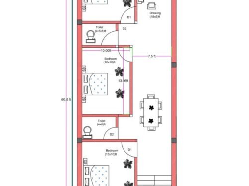 20x60 ft 3BHK 6Feet Lawn
