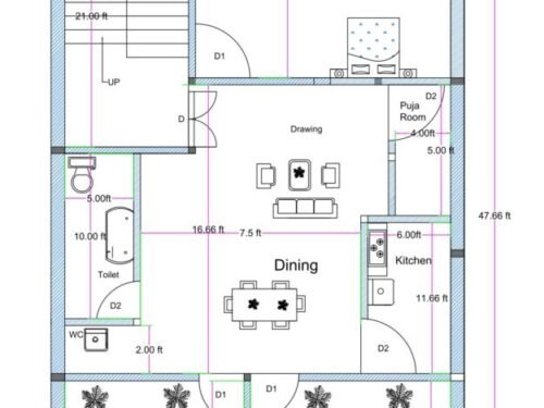 21.50x47.66 ft 3BHK