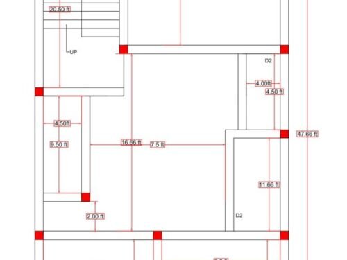 21.50x47.66 ft 3BHK layout