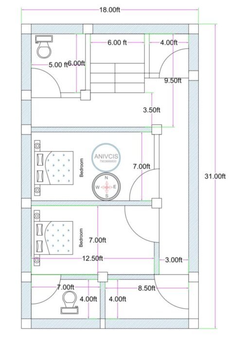 21x31 ft 2bhk