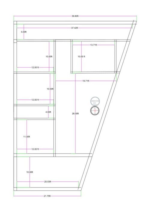 21x55 ft 4btks irregular plot