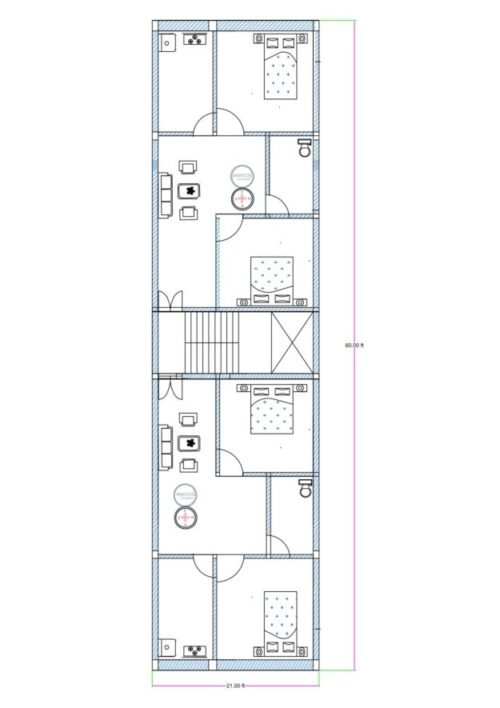 21x60 ft 2BHK 2Flats