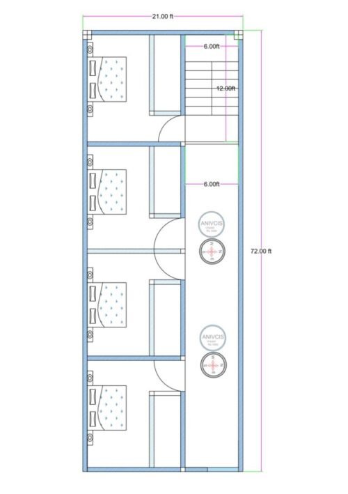 21x72 ft hotel 4Room Toilet