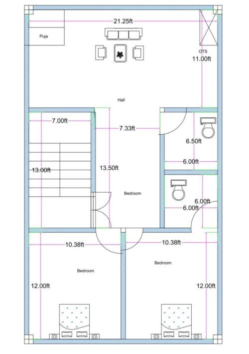 22.25x38 2BHK2T