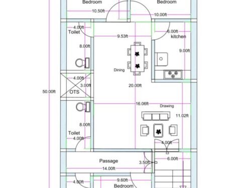 22.50x47 ft 2Flats 2BHK & 1BHK